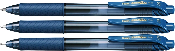 Pentel EnerGel X BL107 0.7mm/0.35mm Gelroller marineblau/transparent, 3er-Pack