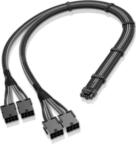 EZDIY-FAB 12VHPWR Kabel, 4x 8-Pin PCIe Buchse auf 16-Pin PCIe 5.0 12VHPWR Stecker, Adapterkabel, 16AWG, schwarz/grau, 50cm