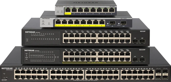 Netgear S350 Desktop Gigabit Smart Switch, 8x RJ-45, 2x SFP, 55W PoE+