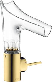 Hansgrohe Axor Starck V 140 Waschbeckenarmatur mit facettenschliff Glasauslauf polished goldoptik
