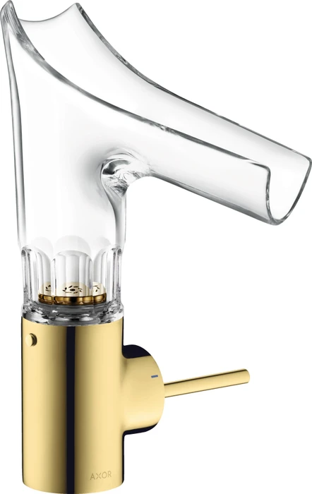 Hansgrohe Axor Starck V 140 Waschbeckenarmatur mit facettenschliff Glasauslauf polished goldoptik