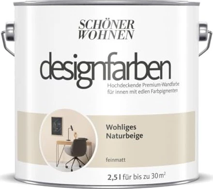 Schöner Wohnen Designfarben innen wohliges naturbeige matt, 2.5l