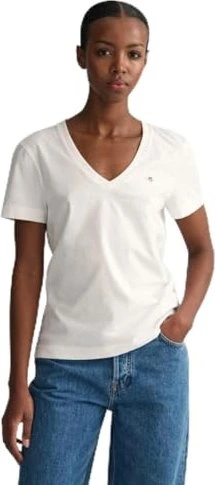 Gant Shield V-Neck T-Shirt kurzarm weiß (Damen)