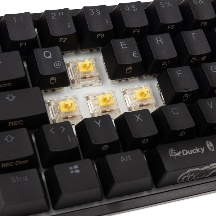 Ducky One 2 Pro Mini, PBT, schwarz, LEDs RGB, Gateron YELLOW, USB, DE