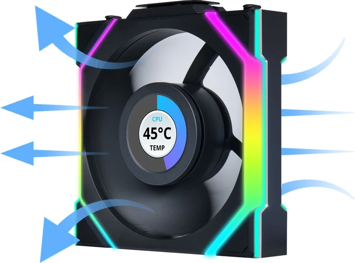 Lian Li Uni Fan SL Wireless LCD 120 ARGB Reverse Blade, schwarz, 120mm