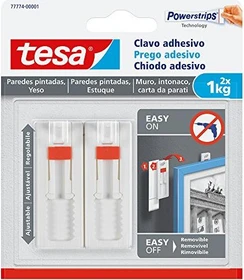tesa Powerstrips Klebenagel höhenverstellbar Tapete/Putz weiß, 2 Stück