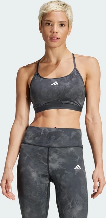 adidas Aeroreact Training Essentials Light Support Tie-Dye Flower-Print Sport-BH grey five/carbon (Damen)