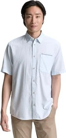 Tom Tailor Regular Fit Baumwolle Hemd kurzarm light blue/slub structure (Herren)