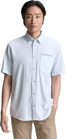 Tom Tailor Regular Fit Baumwolle Hemd kurzarm light blue/slub structure (Herren)