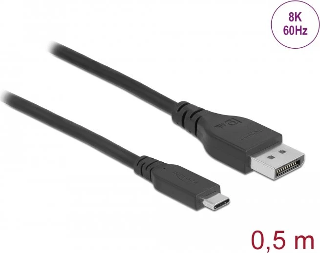 DeLOCK USB-C [Stecker] auf DisplayPort 1.4 [Stecker] Kabel 8K 60Hz schwarz, 0.5m