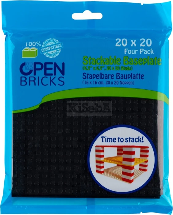 Open Bricks Stapelbare Bauplatte 20x20 Four Pack schwarz