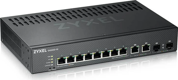 Zyxel GS2220 Desktop Gigabit Managed Switch, 8x RJ-45, 2x RJ-45/SFP