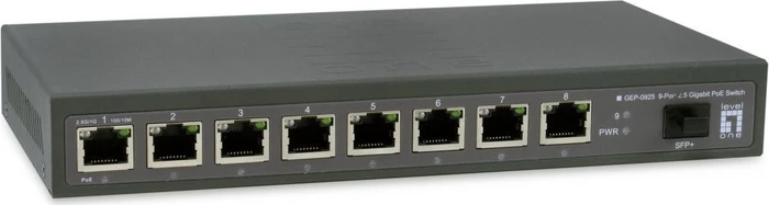 LevelOne GEP Desktop 2.5G Switch, 8x RJ-45, 1x SFP+, 120W PoE++