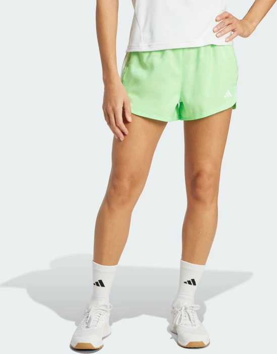 adidas Pacer Training 3-Streifen Woven High-Rise Trainingshose kurz lime burst/white (Damen)
