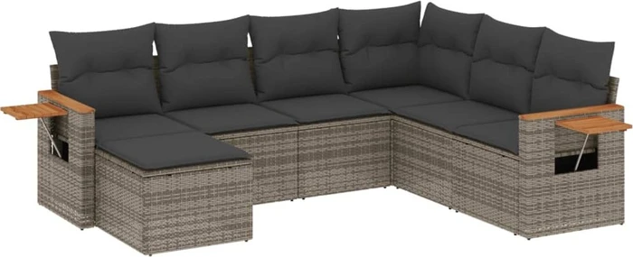 vidaXL Polyrattan Gartensofa mit Kissen