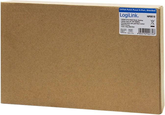 LogiLink Desktop Patchpanel Cat6a, für Tisch/Wand, 8-Port, grau