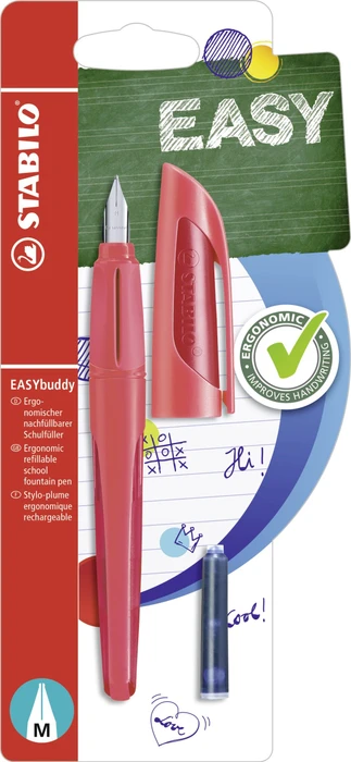 STABILO EASYbuddy korallenrot/rot, rechte Hand, mittel, Blister