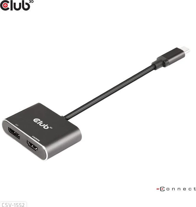 Club 3D MST Hub USB-C 3.2 auf DisplayPort + HDMI 4K60Hz M/F Adapter