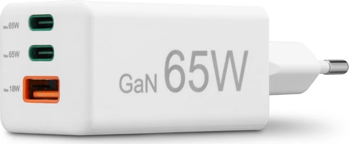 Hama Schnellladegerät GaN 2x USB-C 1x USB-A Mini-Ladegerät PD 65W weiß