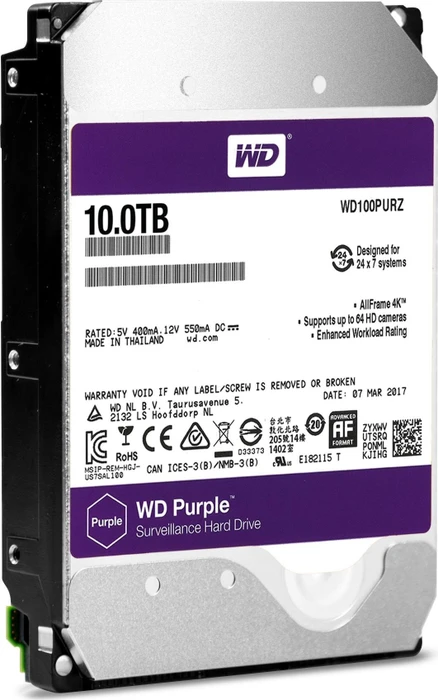 Western Digital WD Purple 10TB, 24/7, 512e / 3.5" / SATA 6Gb/s