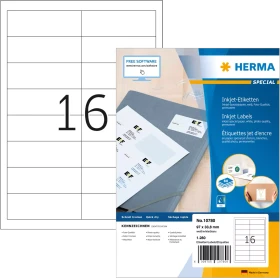 Herma Adressetiketten Inkjet, 97x33.8mm, weiß, 80 Blatt (1280 Etiketten)