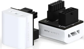 EZDIY-FAB 12VHPWR Winkeladapter 180°, Variante STD, Sense-Pins an der Oberseite, weiß (DE2-white-12+4P STD GPU Adapter-180-Alu)