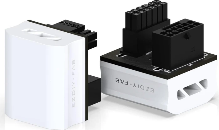 EZDIY-FAB 12VHPWR Winkeladapter 180°, Variante STD, Sense-Pins an der Oberseite, weiß