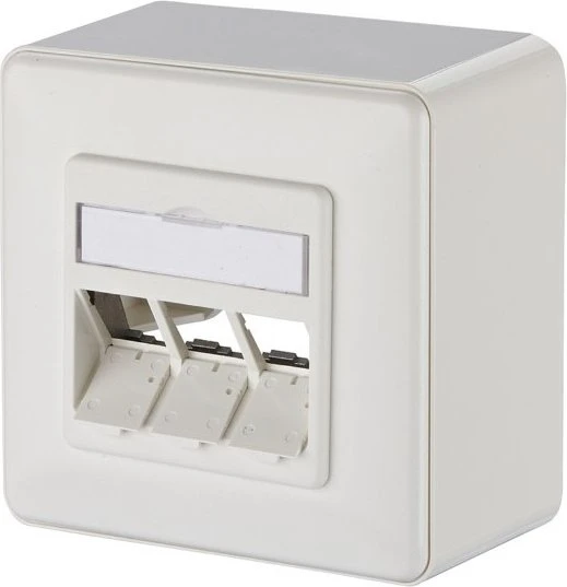 Metz Keystone Anschlussdose AP 3 Port unbestückt reinweiß