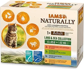IAMS rwachsene Katze Land- und Seekollektion in Sauce, 1.02kg (12x 85g)