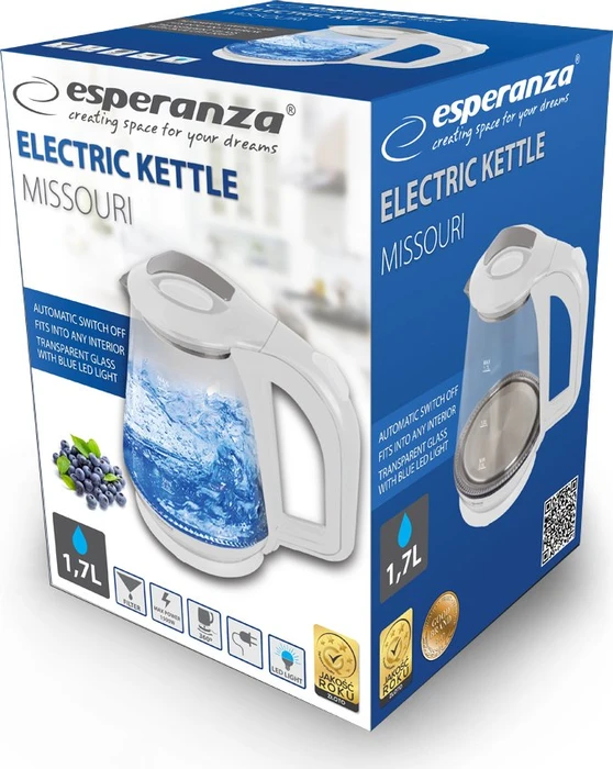 Esperanza Missouri Glas-Wasserkocher weiß