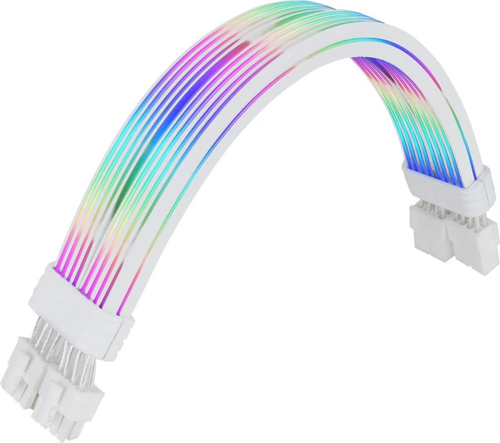 Thermaltake TtMod ARGB Snow Cable CPU 2x 8-Pin Verlängerung 34.5cm, weiß