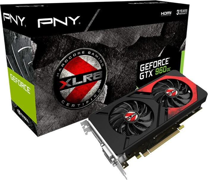 PNY GeForce GTX 960 XLR8 OC Gaming, 2GB GDDR5, 2x DVI, HDMI, DP