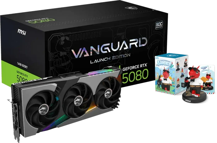 MSI GeForce RTX 5080 16G Vanguard SOC Launch Edition, G5080-16VGSL, 16GB GDDR7, HDMI, 3x DP