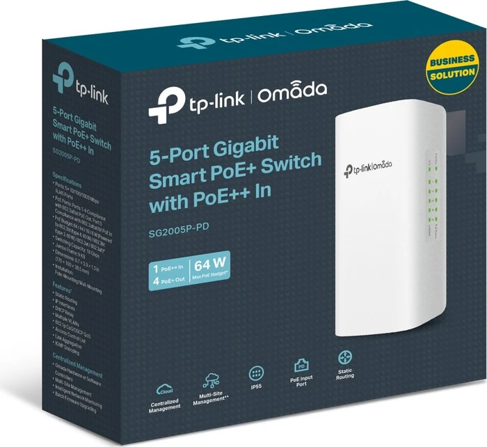 TP-Link Omada SG2000 Outdoor Wallmount Gigabit Smart Switch, 5x RJ-45, 64W PoE++ PD
