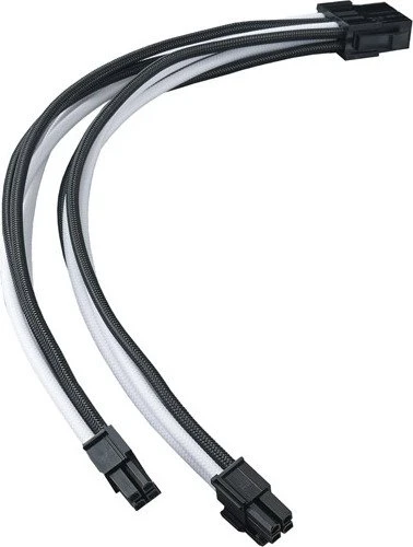 SilverStone PP07E Serie P07E-EPS8BW, 4/8-Pin ATX12V Verlängerungskabel, 300mm, sleeved schwarz/weiß