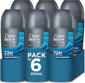 Dove Men +Care Clean Comfort Deodorant Roll-On, 300ml (6x 50ml)