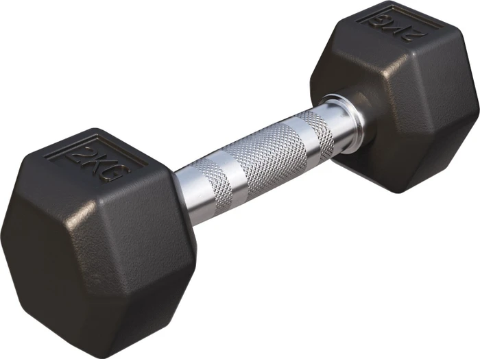Gorilla Sports Hexagon Gummi Kurzhantel 2kg