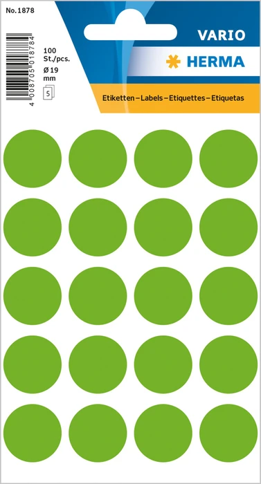 Herma Markierungspunkte 19mm, leuchtgrün, 50 Blatt