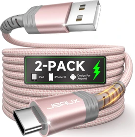 JSAUX USB Adapterkabel, USB-A [Stecker] auf USB-C [Stecker], rosa, 2m, 2er-Pack