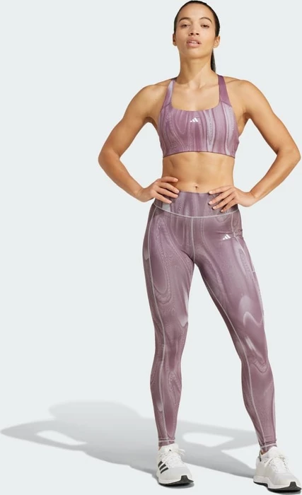 adidas Optime Full-Length Print Hose lang glory grey/shadow fig/black (Damen)