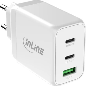 InLine USB PD Netzteil GaN 3-Port Dual USB-C + USB-A 65W weiß