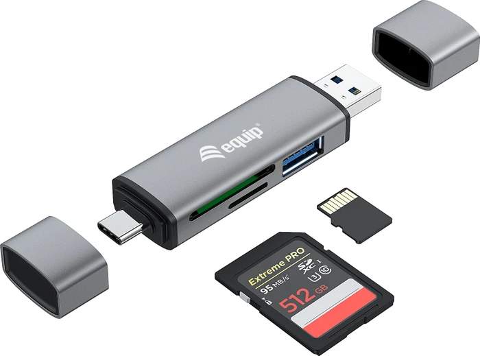 Equip Dual-Slot-Cardreader with 1 Port USB 3.0 Hub, USB 3.0 [Stecker, Multi]