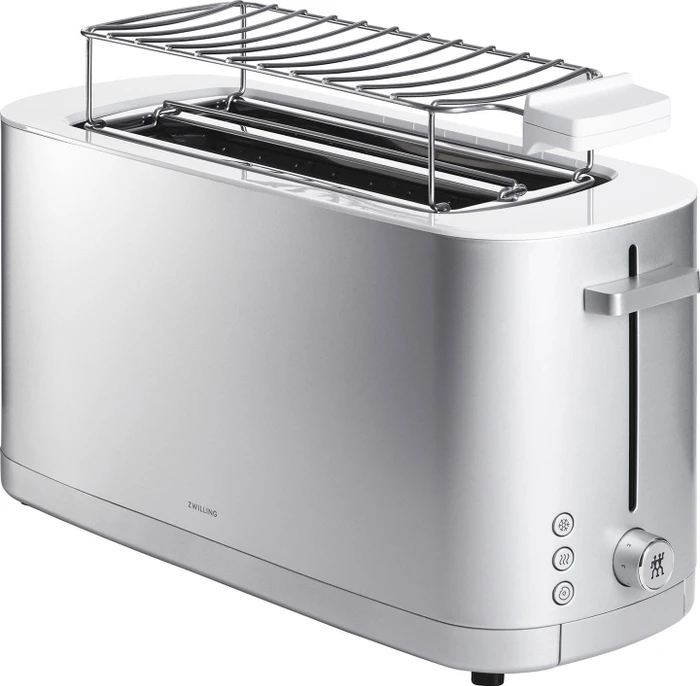 Zwilling Enfinigy Langschlitz-Toaster mit Brötchenaufsatz silber