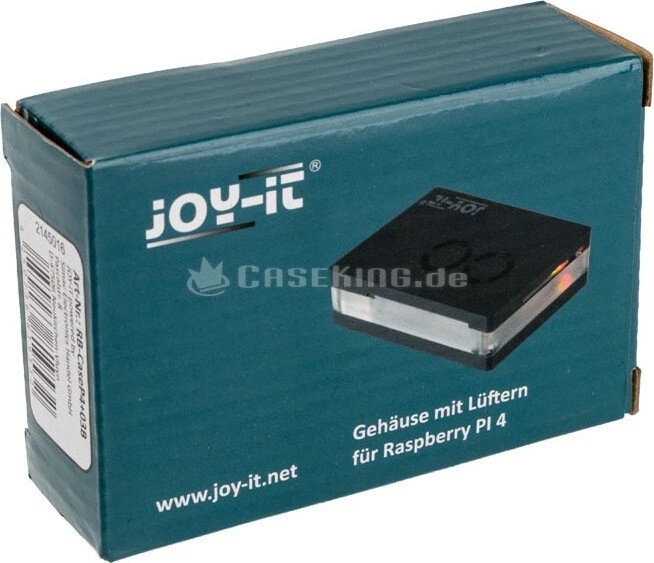 Joy-iT Kunststoffgehäuse für Raspberry Pi 4, mit Doppellüfter, silber
