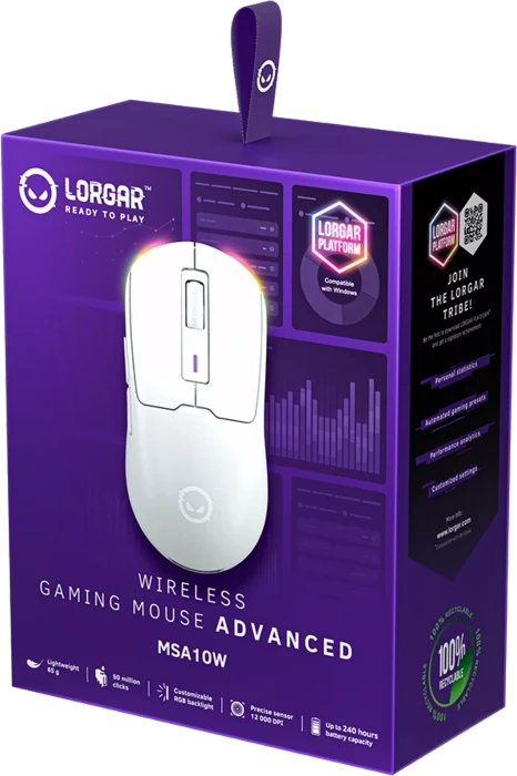 Lorgar MSA10W Wireless Gaming Mouse Advanced weiß, USB/Bluetooth