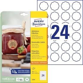 Avery-Zweckform Etiketten achteckig, 40.8x40.3mm, ablösbar, weiß, 10 Blatt (240 Etiketten)