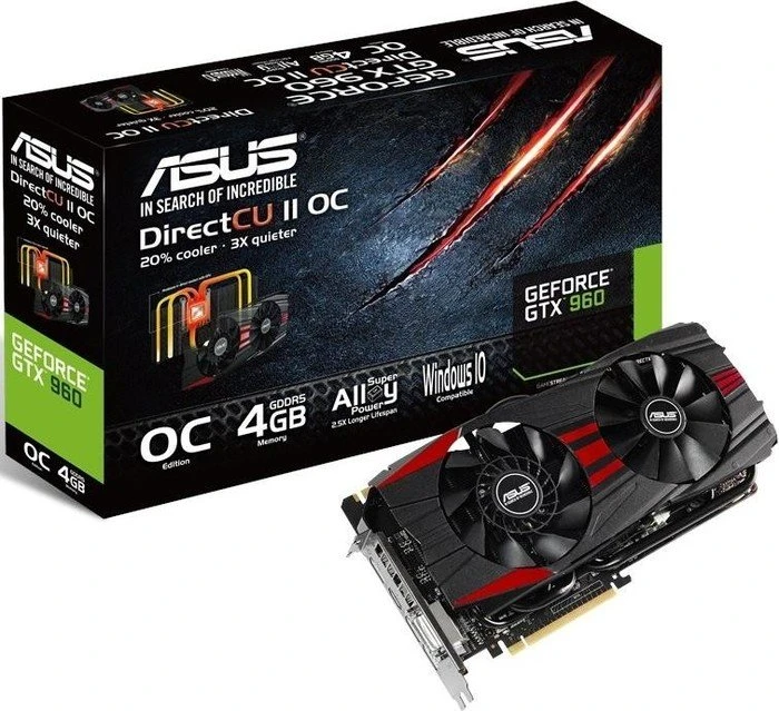 ASUS GeForce GTX 960 DC2 Black Edition OC, GTX960-DC2OC-4GD5-BLACK, 4GB GDDR5, DVI, HDMI, 3x DP