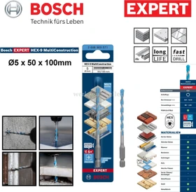 Bosch Professional EXPERT HEX-9 MultiConstruction Mehrzweckbohrer, 5x50x100mm, 1 Stück