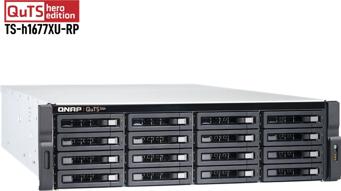 QNAP QuTS hero TS-h1677XU-RP-3700X-32G 160TB, 32GB RAM, 2x SFP+ 10Gb/s, 2x RJ-45 1000Base-T, 3HE