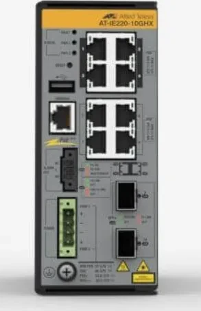 Allied Telesis IE220 Industrial Railmount Gigabit Managed Switch, 8x RJ-45, 2x SFP+, 240W PoE++